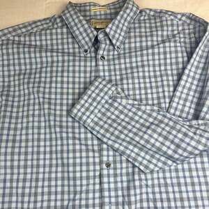 Eddie Bauer Button-Up Men's Plaid Flannel Mens 3XL Blue Cotton Wrinkle Free